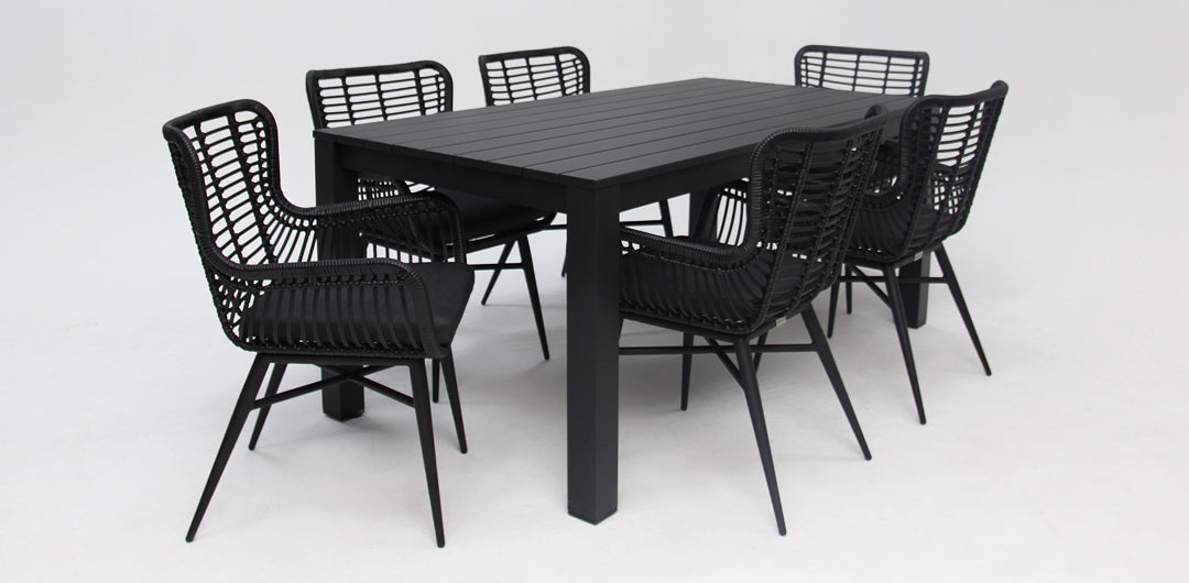 Dallas Astrid 7pc Dining Setting - Black