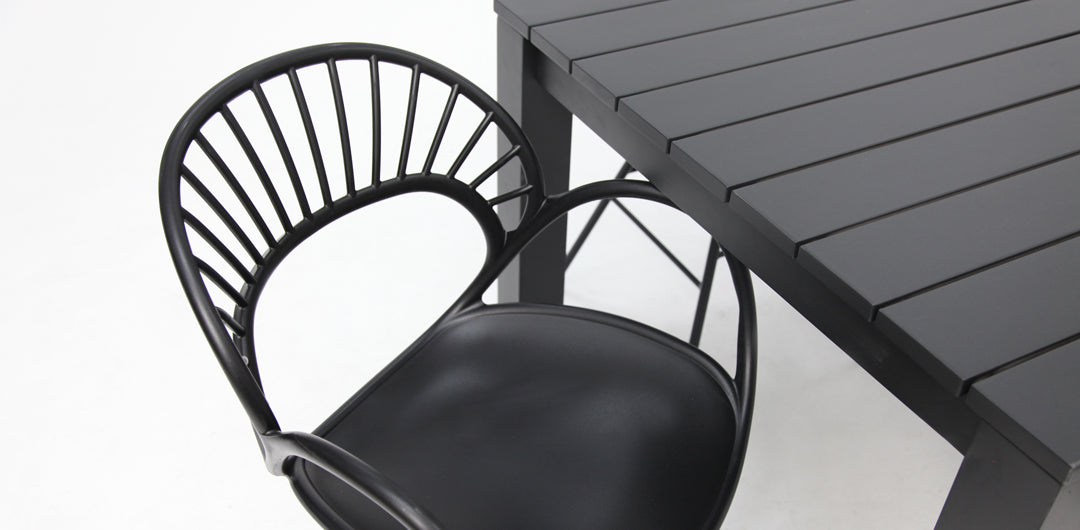 Dallas Fantail 7pc Dining Setting - Black