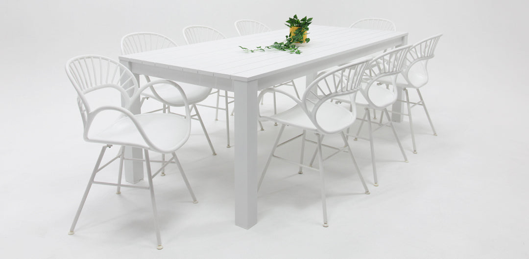 Dallas Fantail 9pc Dining Setting - White