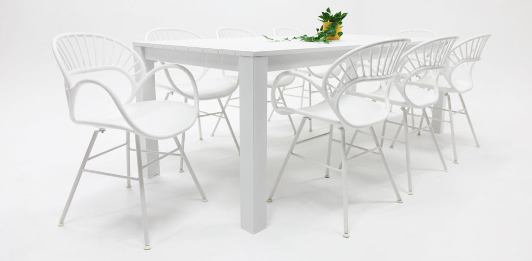 Dallas Fantail 9pc Dining Setting - White