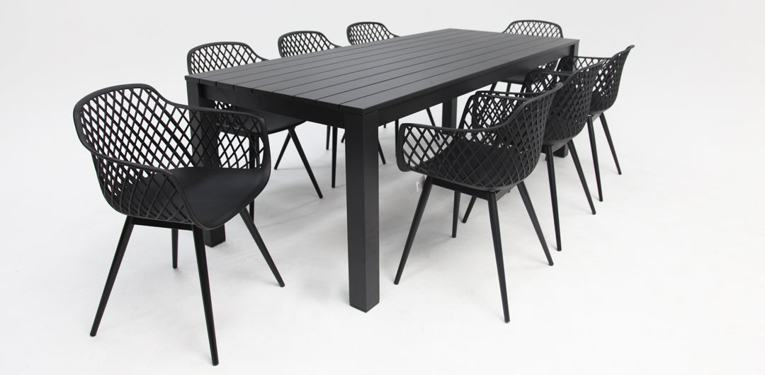 Dallas Java 9pc Dining Setting - Black