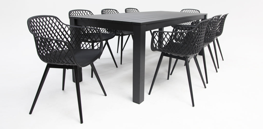 Dallas Java 9pc Dining Setting - Black