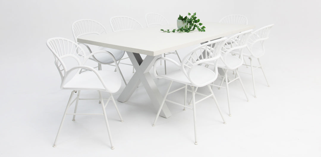 Drift Fantail 9pc Terrazzo Dining Setting