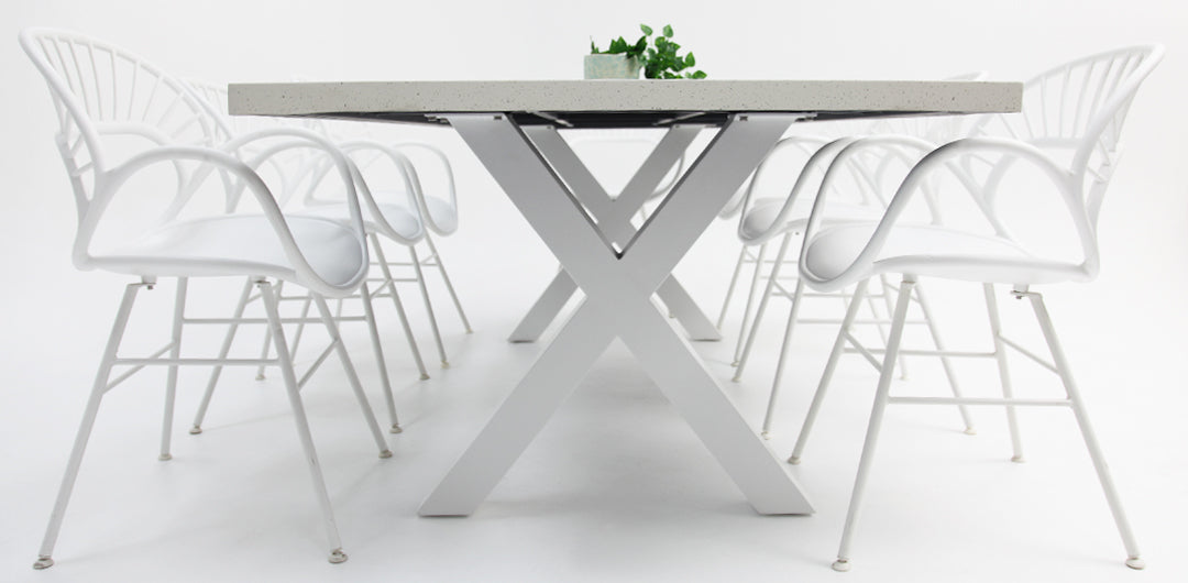 Drift Fantail 9pc Terrazzo Dining Setting