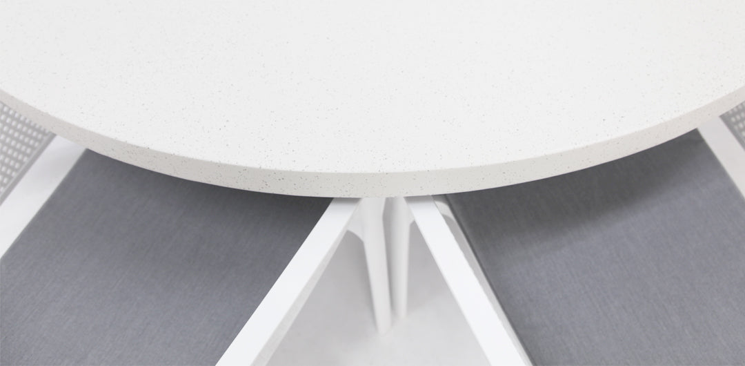 Drift Bailey Armchair Round 9pc Terrazzo Dining Setting