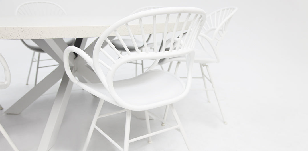 Drift Fantail Round 7pc Terrazzo Dining Setting