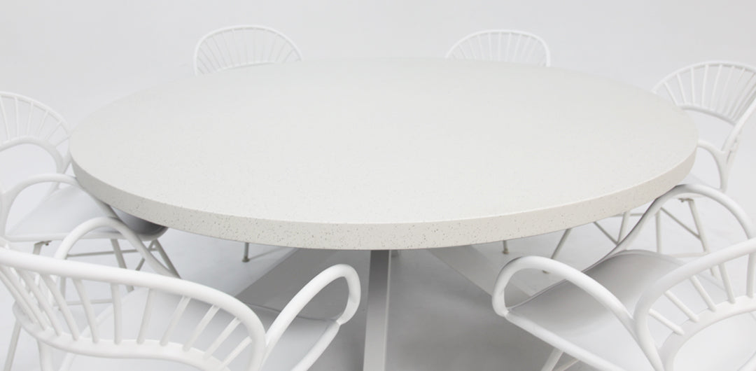 Drift Fantail Round 7pc Terrazzo Dining Setting