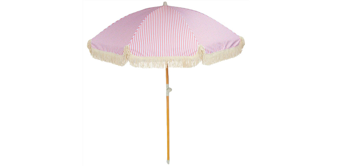 Dusty Pink and White Stripe Beach Umbrella