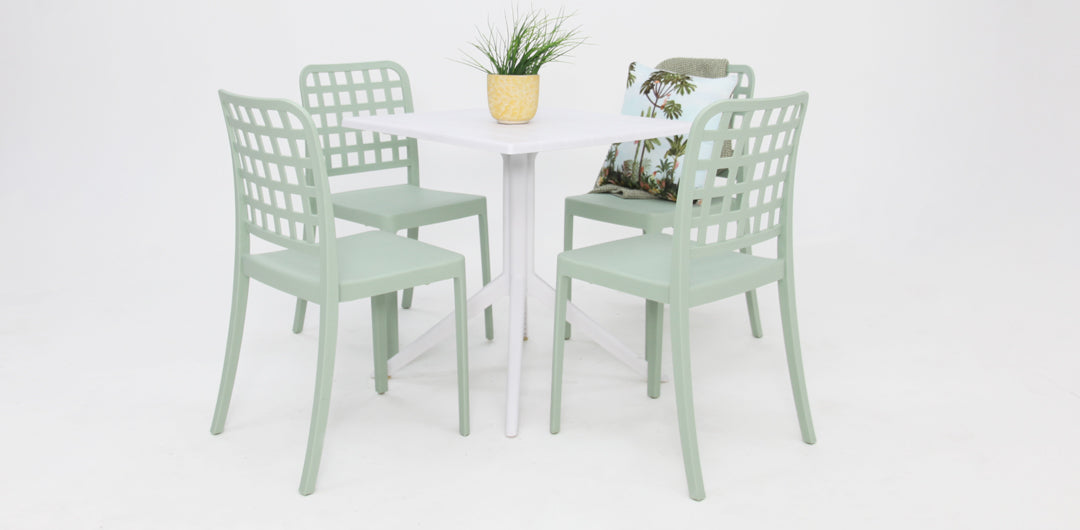 Frankie 5pc Dining Setting - Green/White