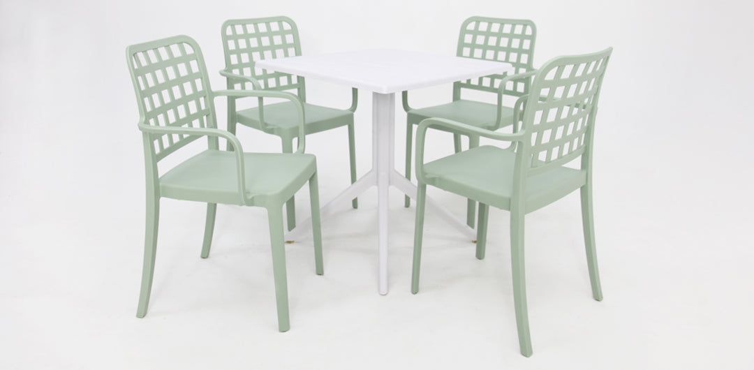 Frankie 5pc Armchair Dining Setting - Green/White