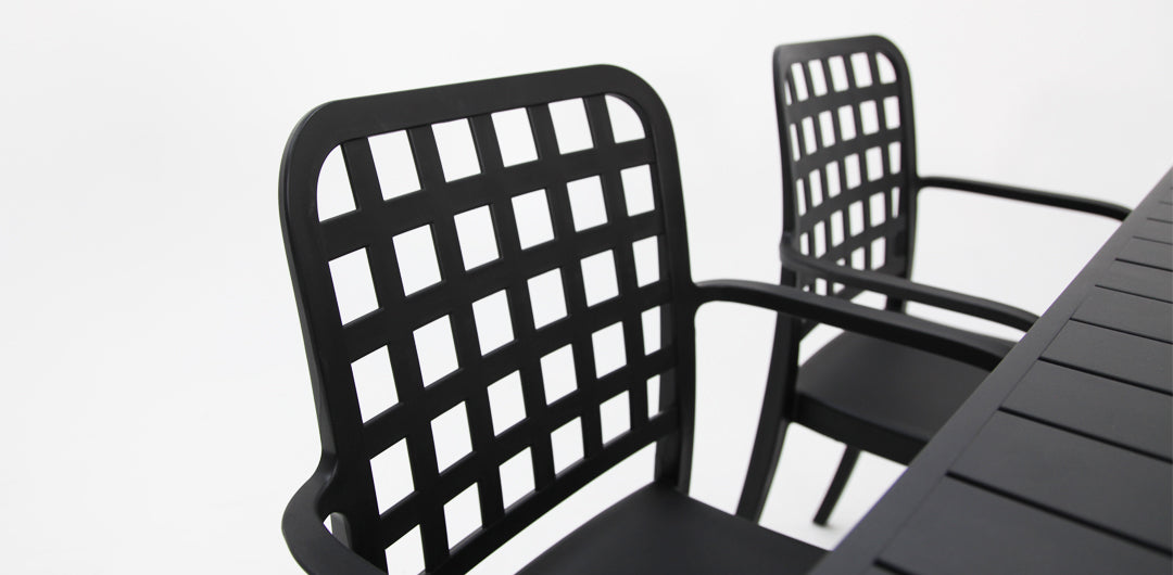 Frankie Azura 7pc Dining Set with Armchairs - Black