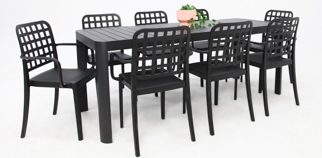 Frankie Azura 9pc Dining Set Armchair - Black