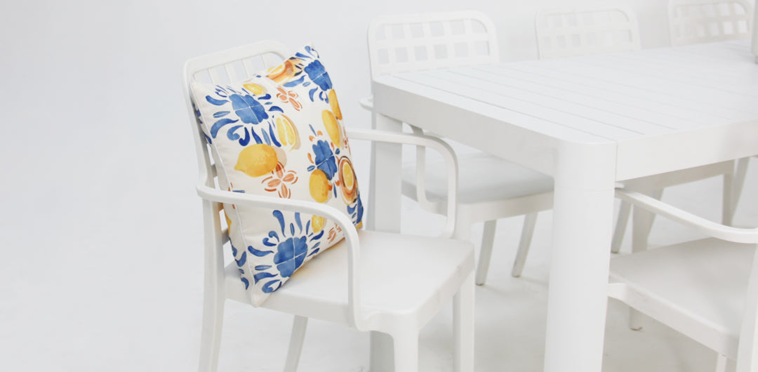 Frankie Azura 9pc Dining Set Armchair - White