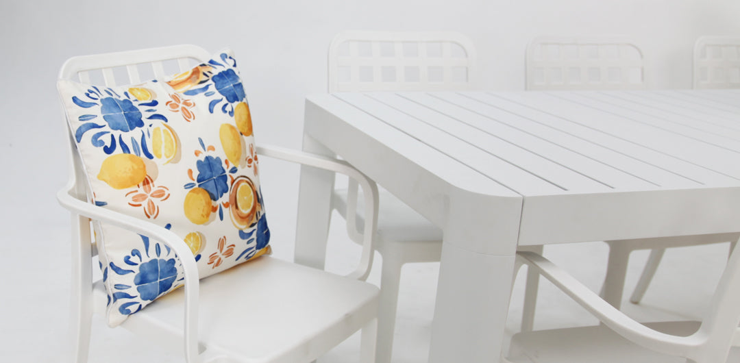 Frankie Azura 9pc Dining Set Armchair - White