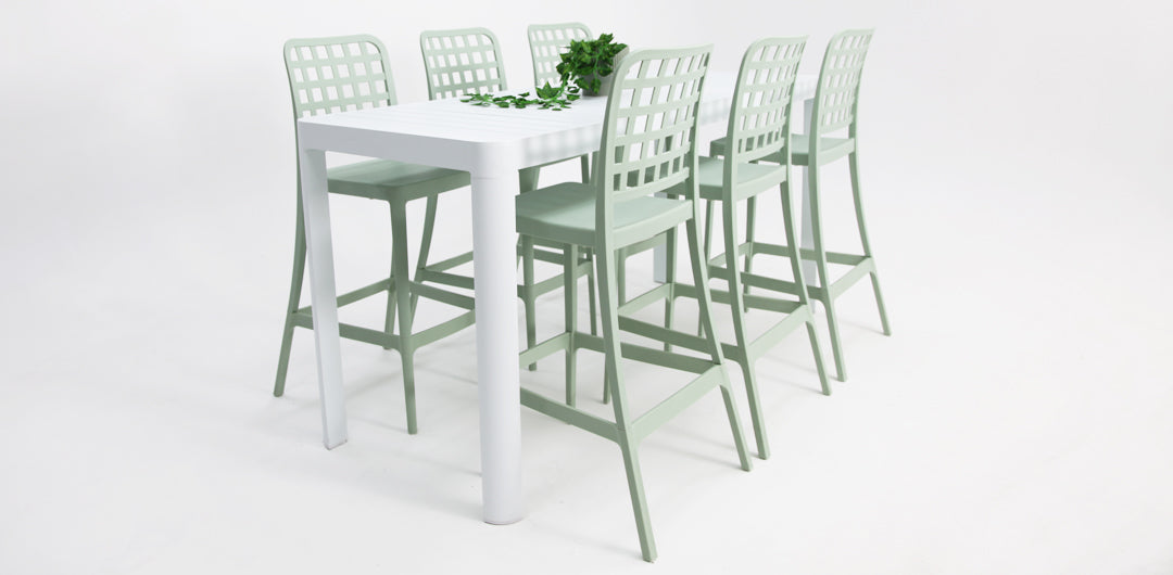 Frankie Remix 7pc Bar Set Armless - White Green