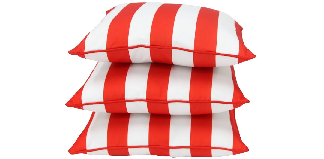 Set of 3 Indo Soul Red and White Striped 45x45cm Outdoor Cushion
