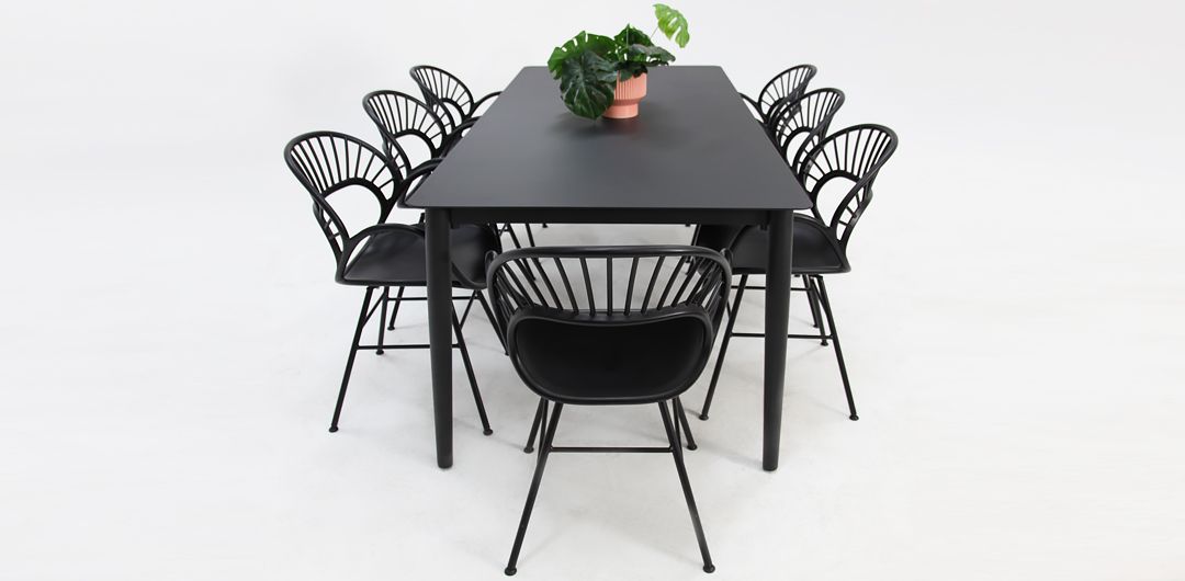 Java Fantail 9pc Dining Set - Black