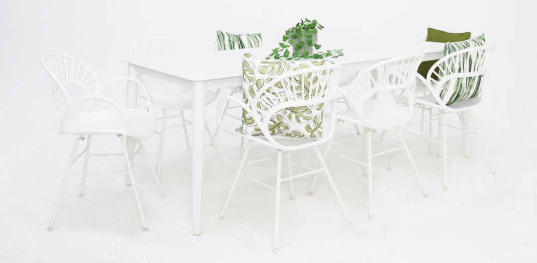 Java Fantail 9pc Dining Set - White