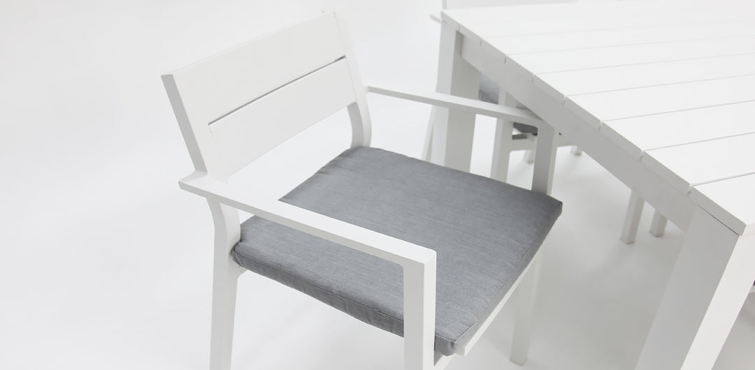 Dallas 7pc Aluminium Dining Setting - White