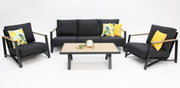 Milton 4pc Aluminium Lounge Setting - Black
