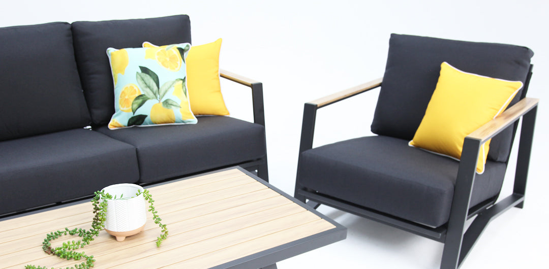 Milton 4pc Aluminium Lounge Setting - Black