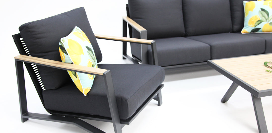 Milton 4pc Aluminium Lounge Setting - Black