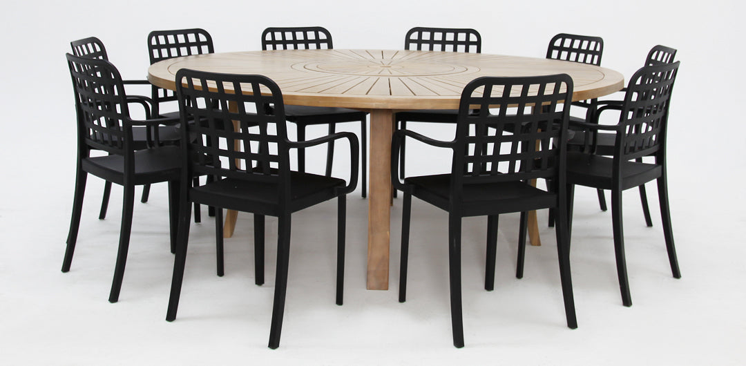 Oscar Frankie Armchair 11pc Dining Setting - Black