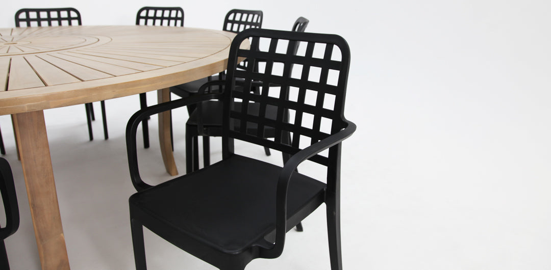 Oscar Frankie Armchair 11pc Dining Setting - Black