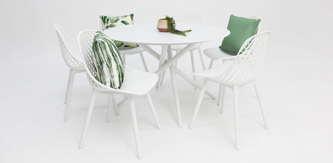 Persia Round 7pc Dining Setting - White