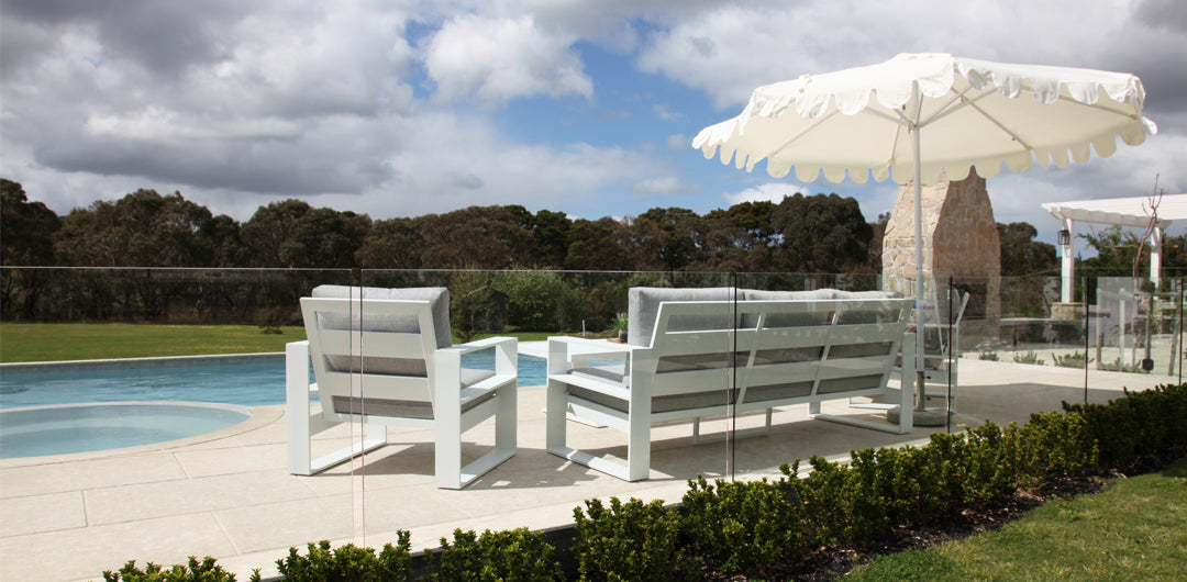 Billy Fresh 3m Whitehaven Aluminium Umbrella - Cream with White Trim