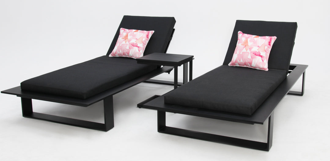 Quaynor 3pc Sunlounge Setting - Black