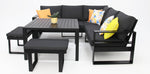Load image into Gallery viewer, Quaynor Corner Lounge Setting with Footstools - Black
