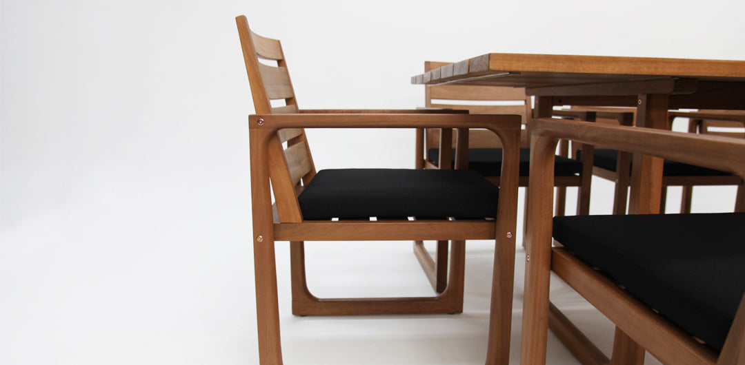 Qube 9pc Timber Dining Setting - Black