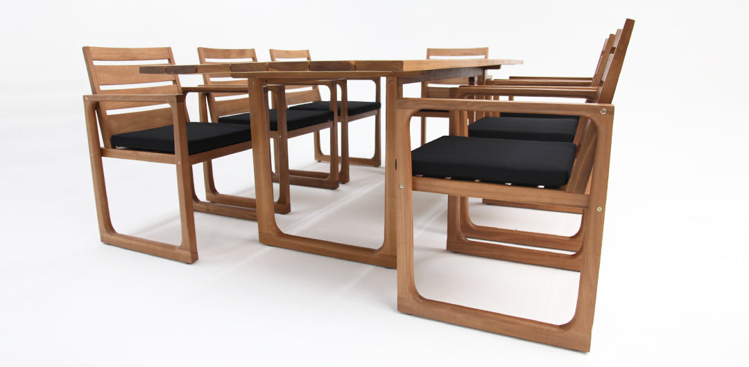 Qube 9pc Timber Dining Setting - Black