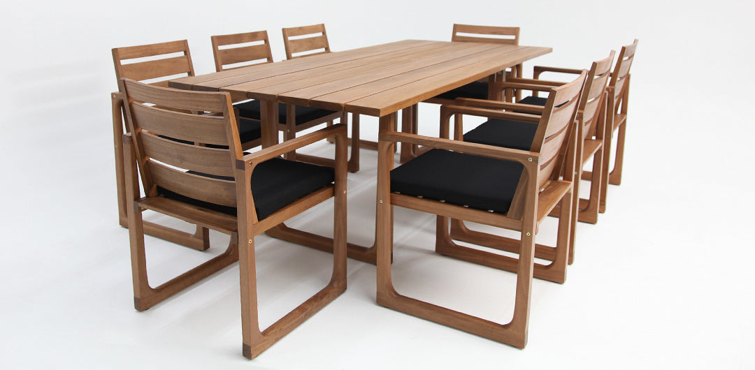 Qube 9pc Timber Dining Setting - Black