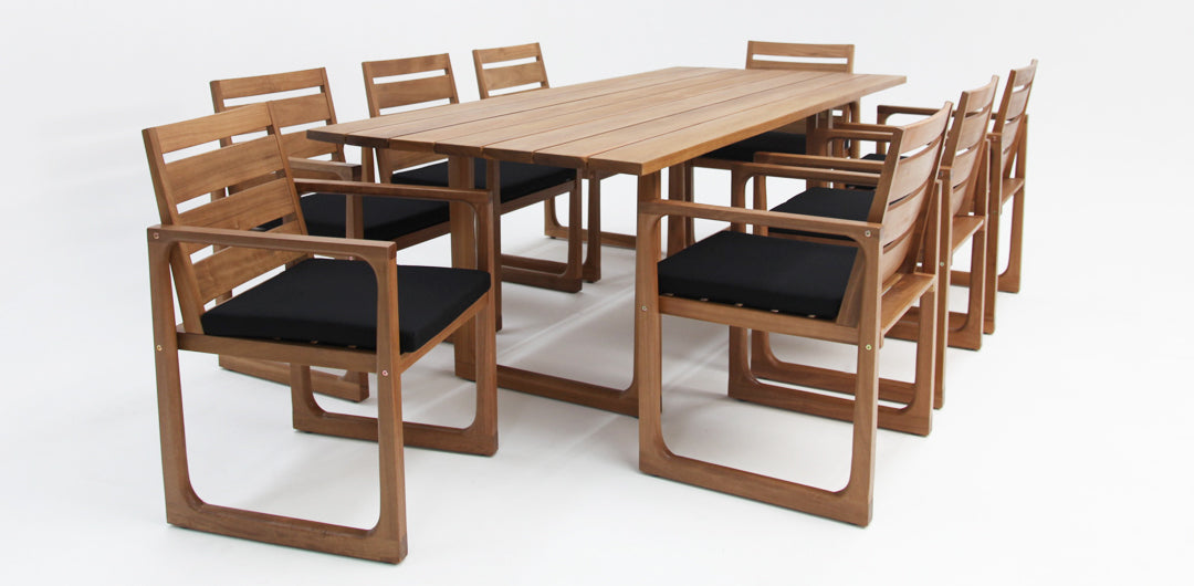 Qube 9pc Timber Dining Setting - Black