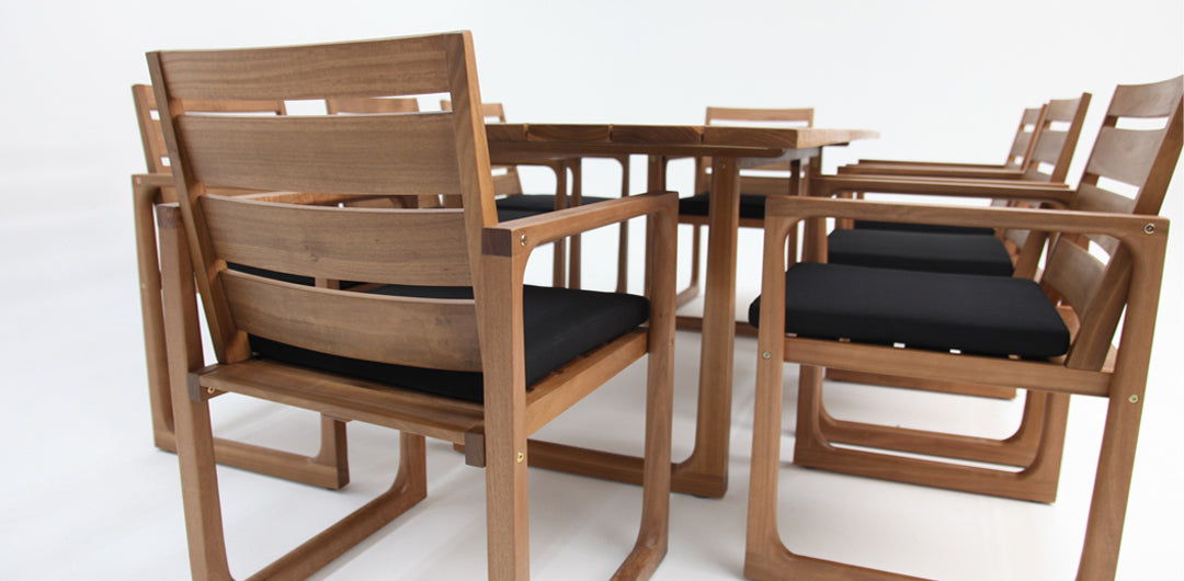 Qube 9pc Timber Dining Setting - Black