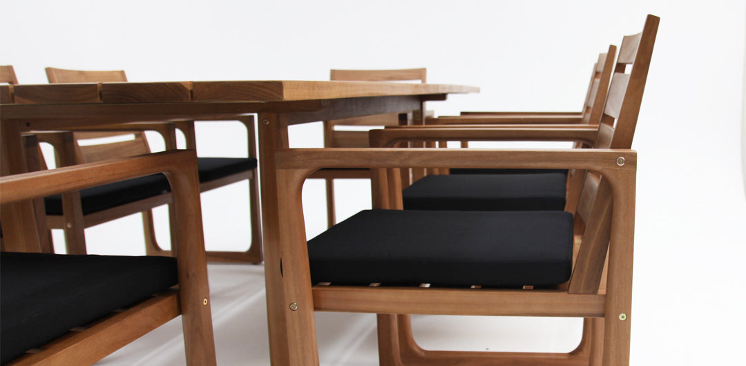 Qube 9pc Timber Dining Setting - Black