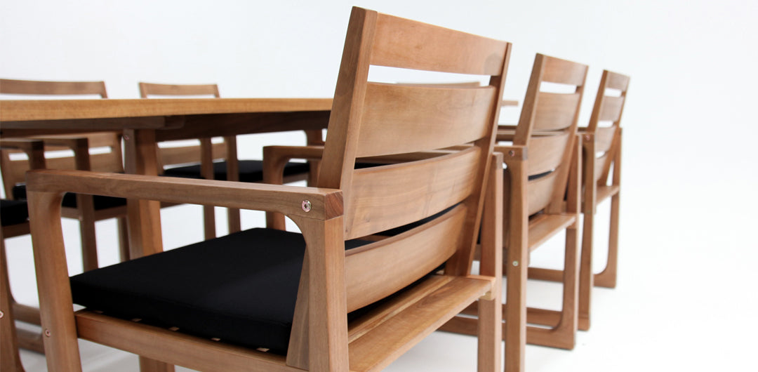 Qube 9pc Timber Dining Setting - Black
