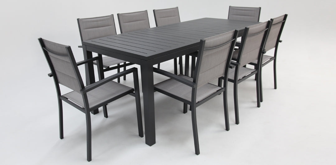 Queensville 9pc Dining Setting - Gunmetal