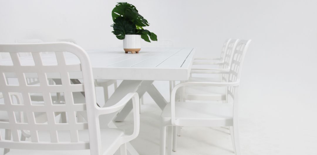 Ravenne Frankie 9pc Armchair Dining Set - White