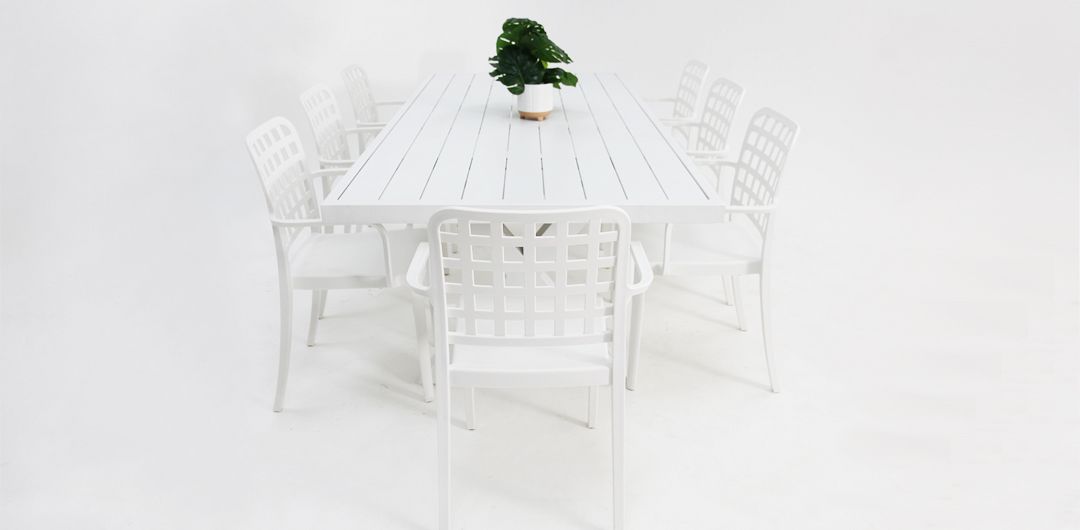 Ravenne Frankie 9pc Armchair Dining Set - White