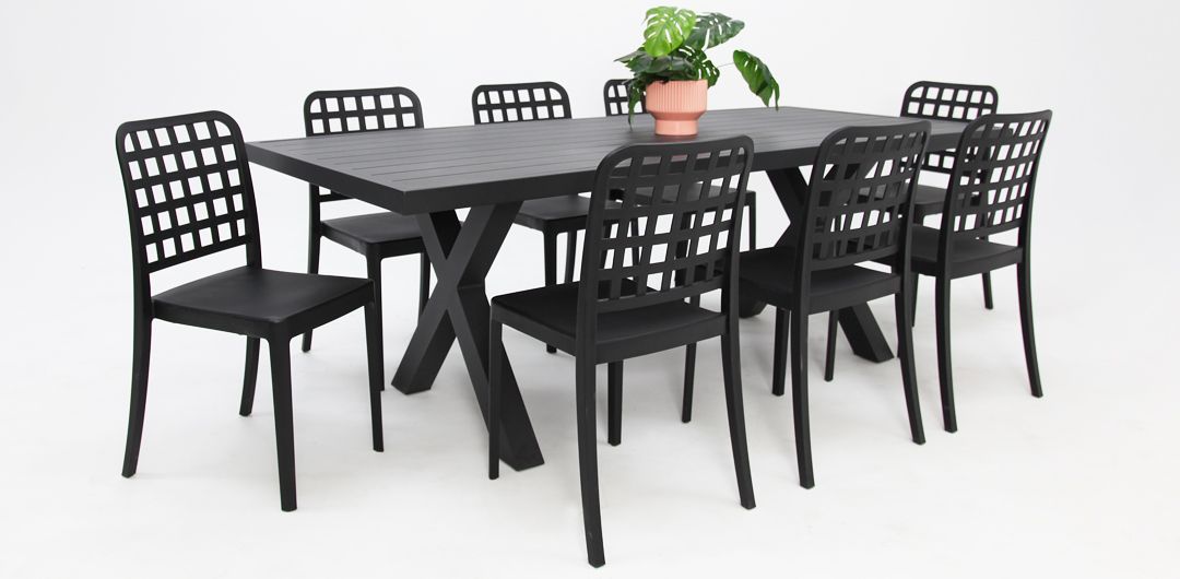 Ravenne Frankie 9pc Armless Dining Set - Black