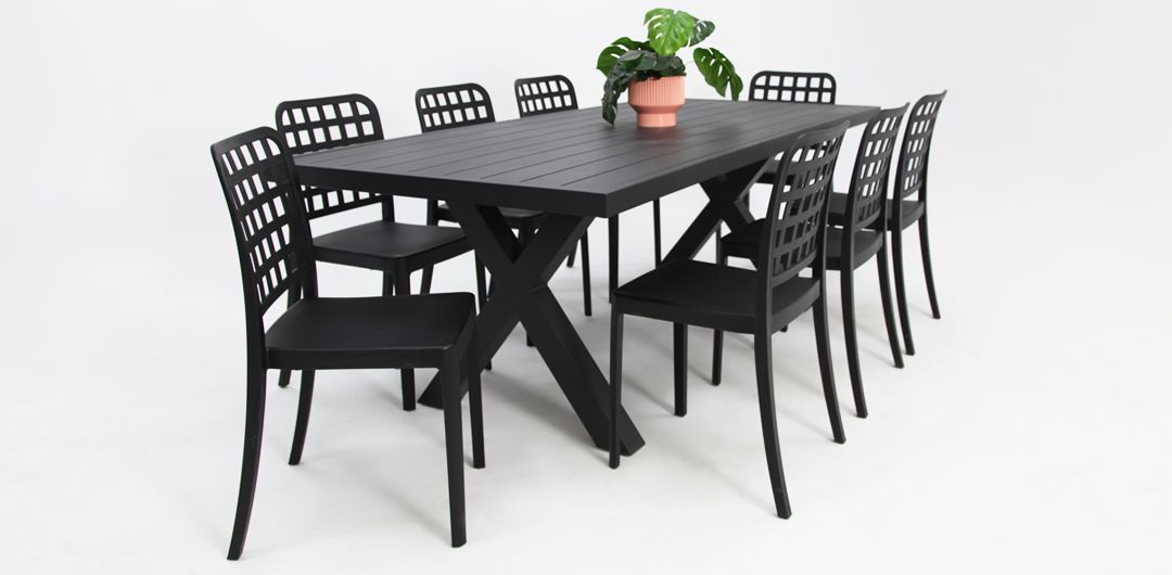 Ravenne Frankie 9pc Armless Dining Set - Black