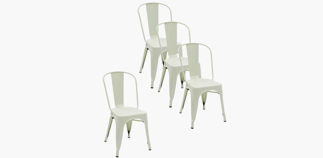 Paris Tolix Chair 4pc - Cream