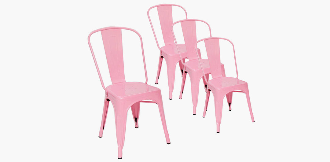 Paris Tolix Chair 4pc - Pink