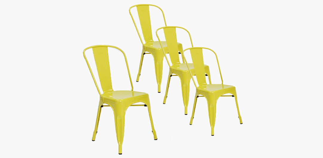 Paris Tolix Chair 4pc - Yellow