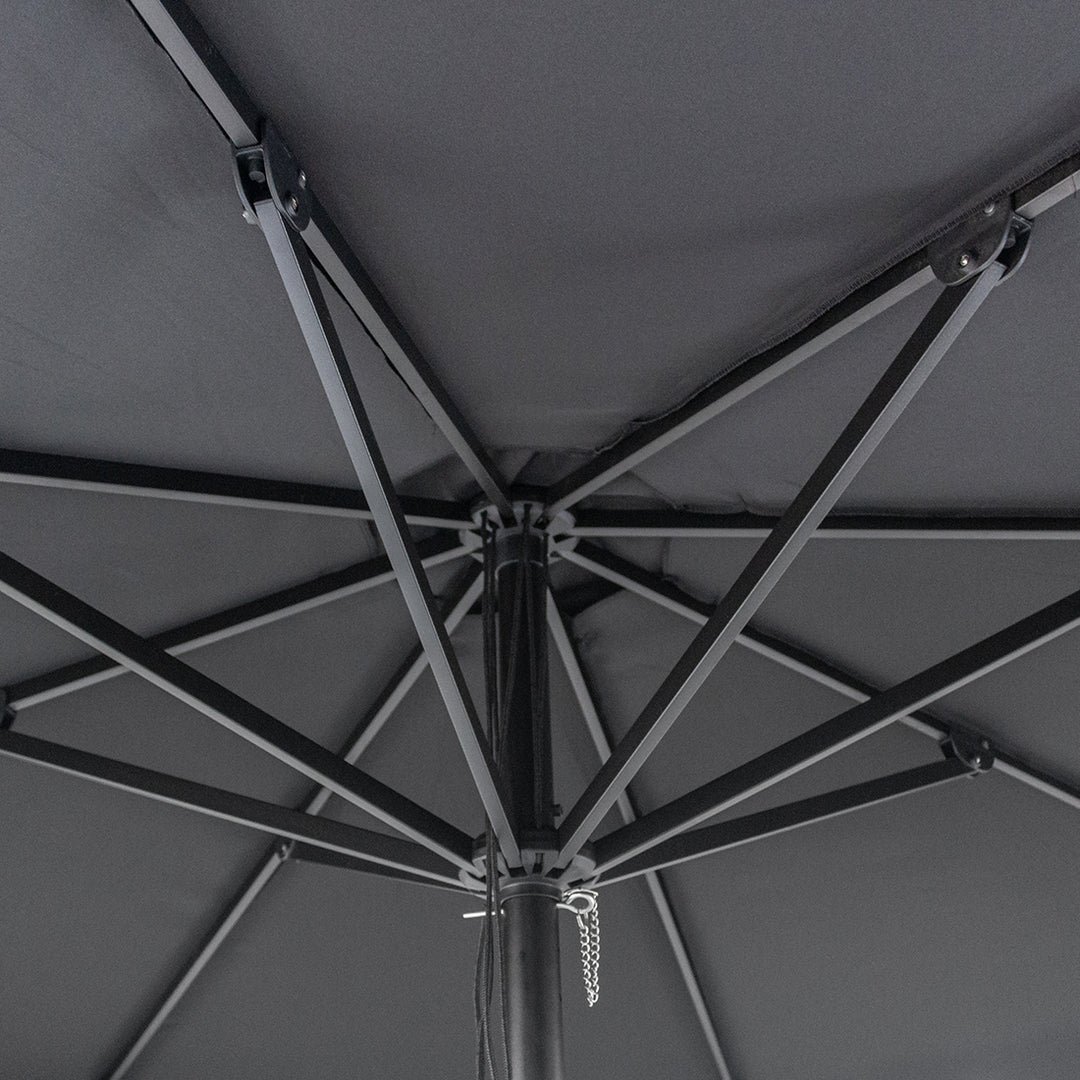 Billy Fresh 3m Midnight Aluminium Umbrella - Black with White Trim