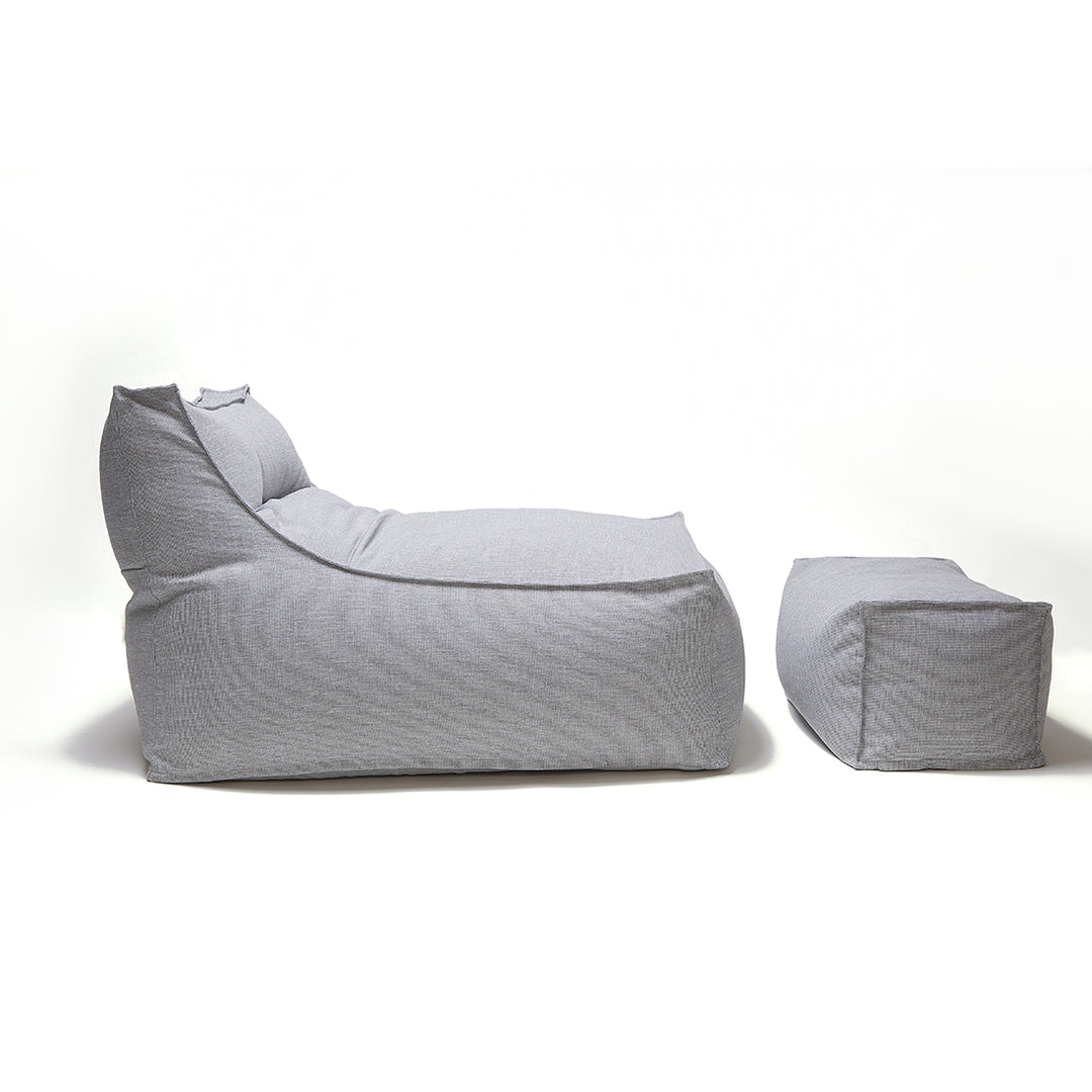 Superior Lounger and Square Pouf Light Grey