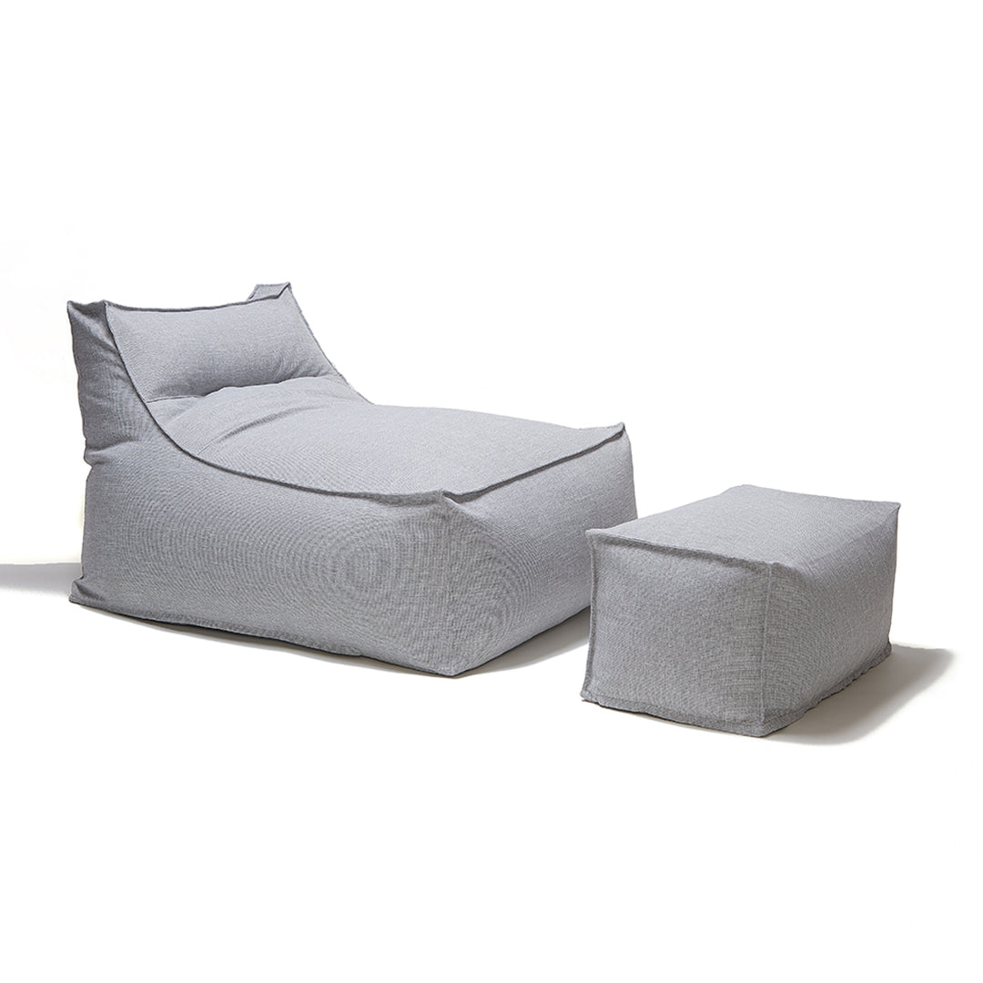 Superior Lounger and Square Pouf Light Grey